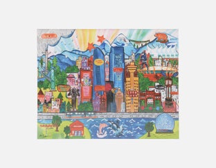 CITY YVR - œuvre en boîte acryliquee 85 x 110 cm - Multi