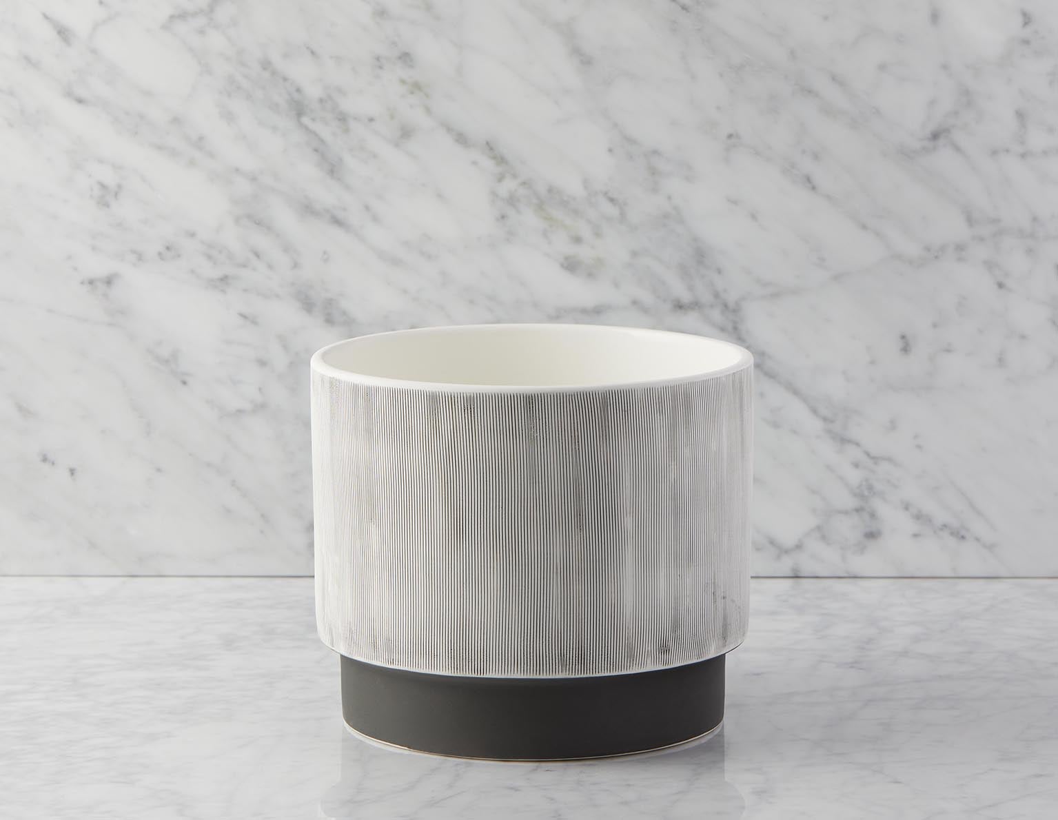 DANIA - pot en céramique 23 cm - Blanc/gris