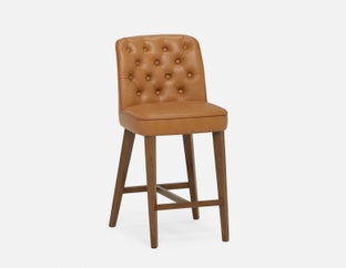 NELA - 100% leather counter stool 66cm - Caramel