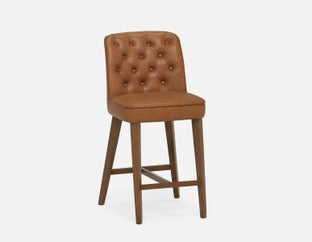 NELA - 100% leather counter stool 66cm - Chocolate