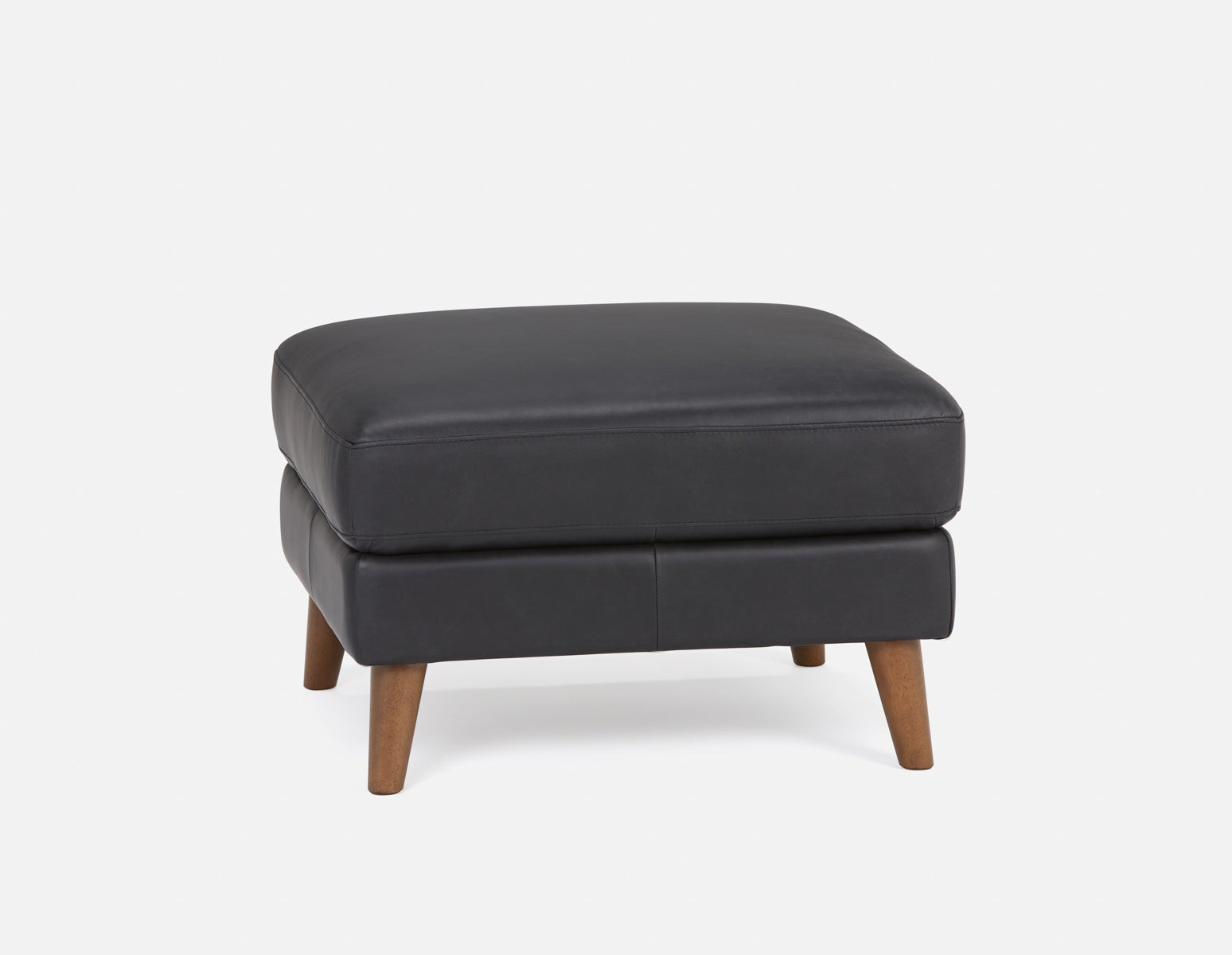 AMARI - 100% leather classic ottoman - Black