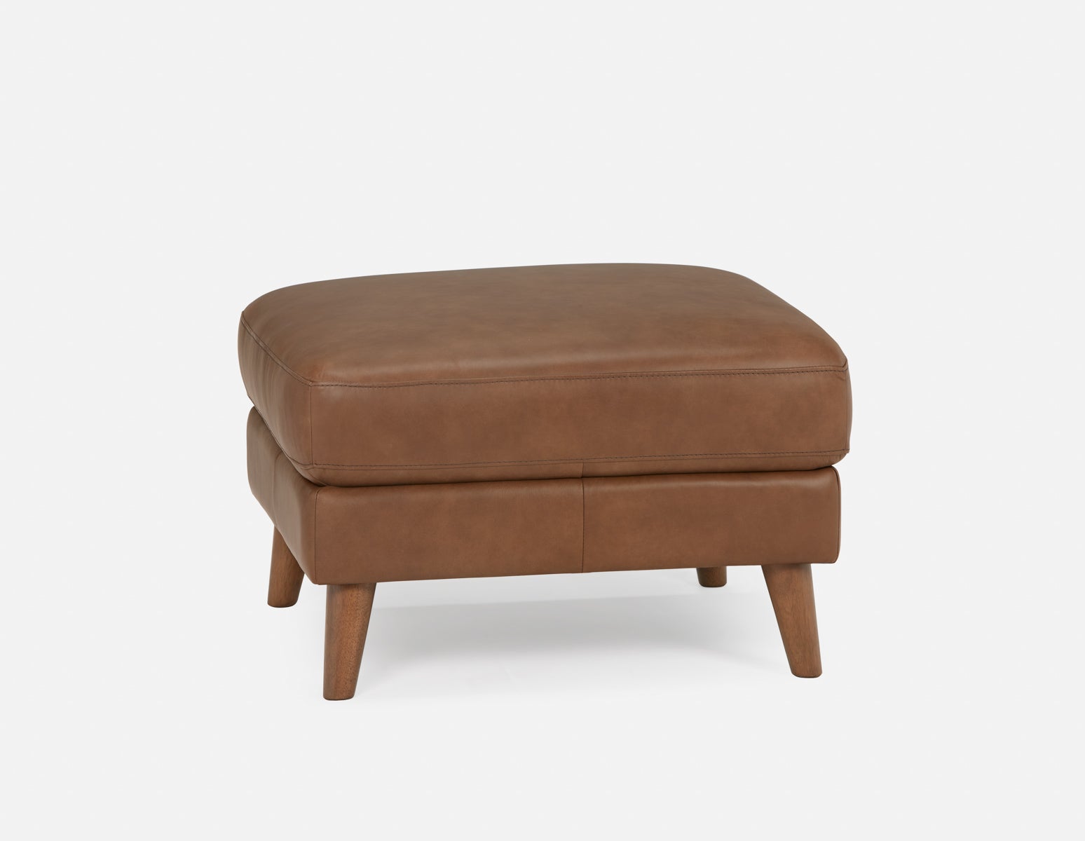 AMARI - 100% leather classic ottoman - Chocolate