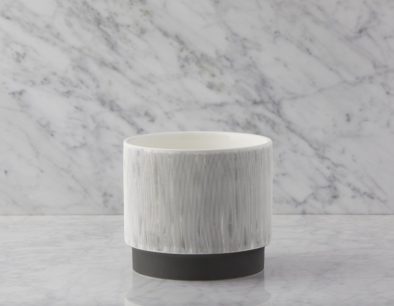 DANIA - pot en céramique 19 cm - Blanc/gris