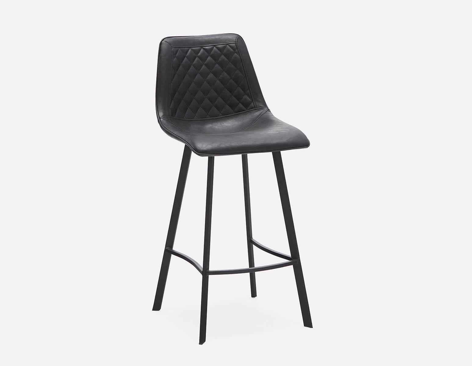 MALI - mid-century modern bar stool with backrest 76 cm - Black