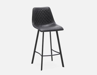 MALI - tabouret de bar moderne avec dossier 76 cm - Noir