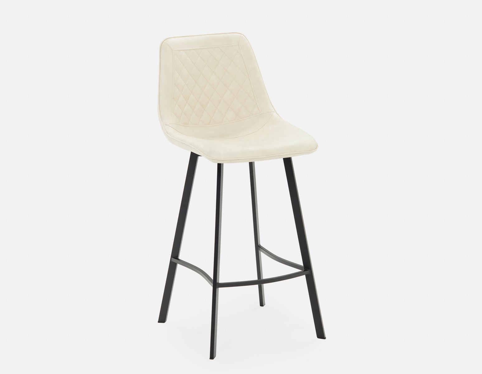 MALI - mid-century modern bar stool with backrest 76 cm - Beige