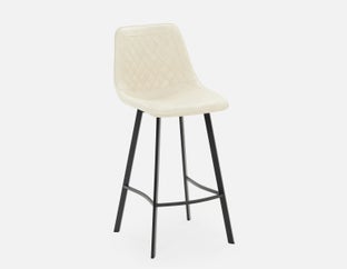 MALI - mid-century modern bar stool with backrest 76 cm - Beige