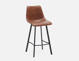 MALI - mid-century modern bar stool with backrest 76 cm - Brown