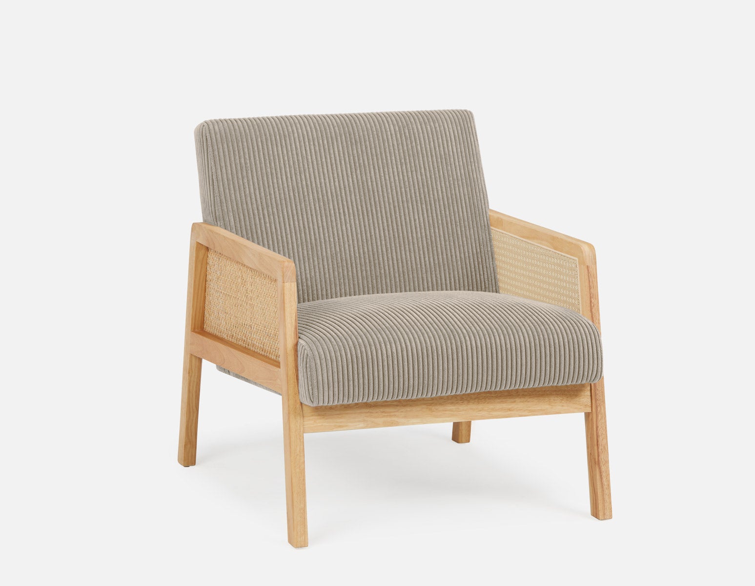 BECKETT - armchair with corduroy and rattan accents - Silver
