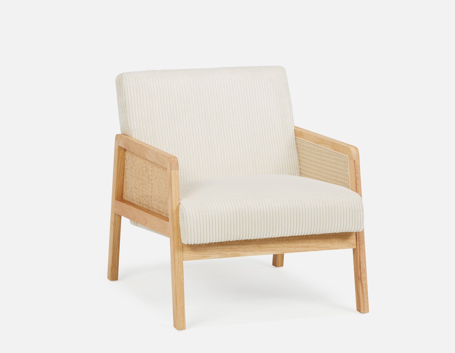 BECKETT - fauteuil aux accents de velours côtelé et de rotin - Beige