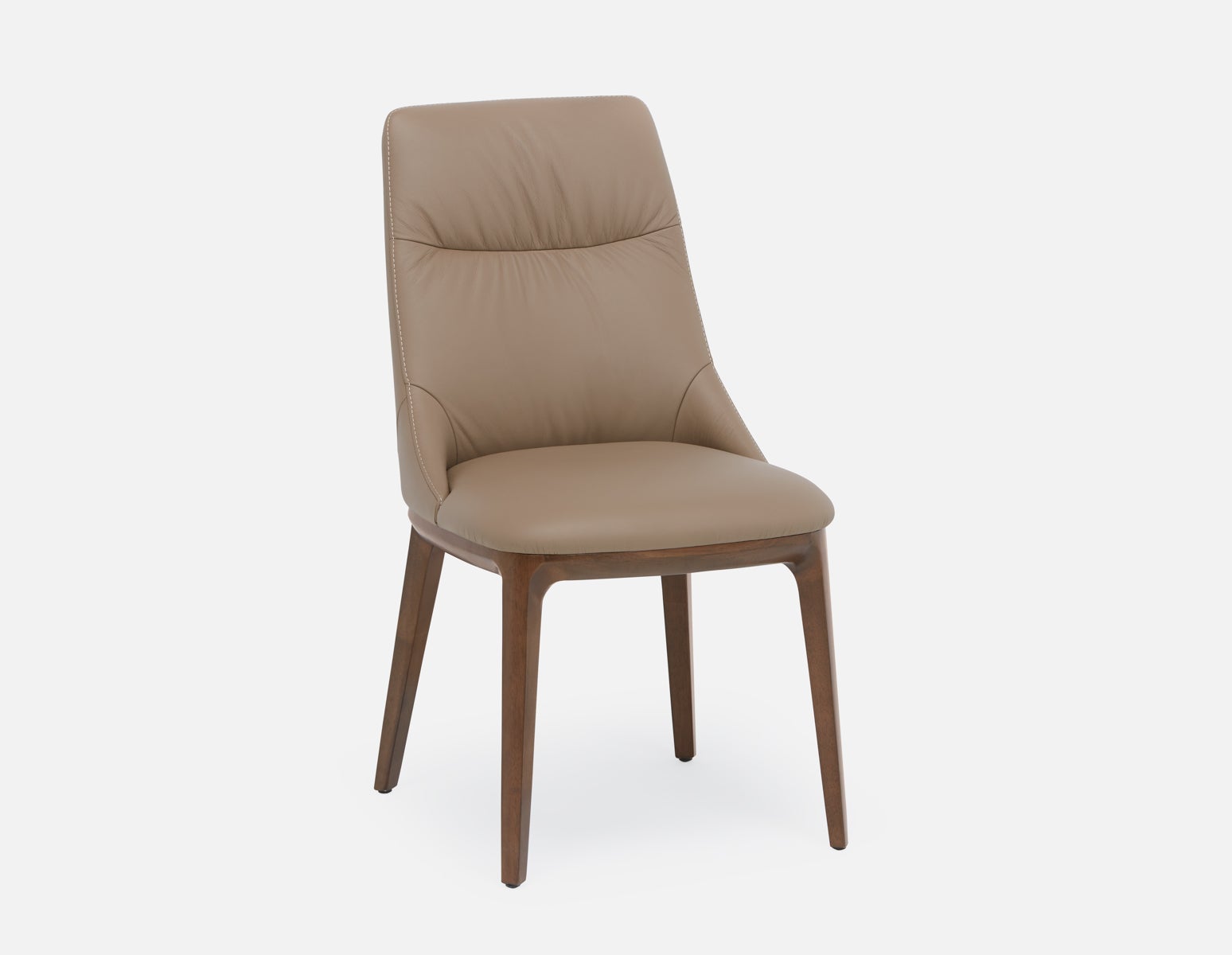 TOLEDA - 100% leather contemporary dining chair - Taupe