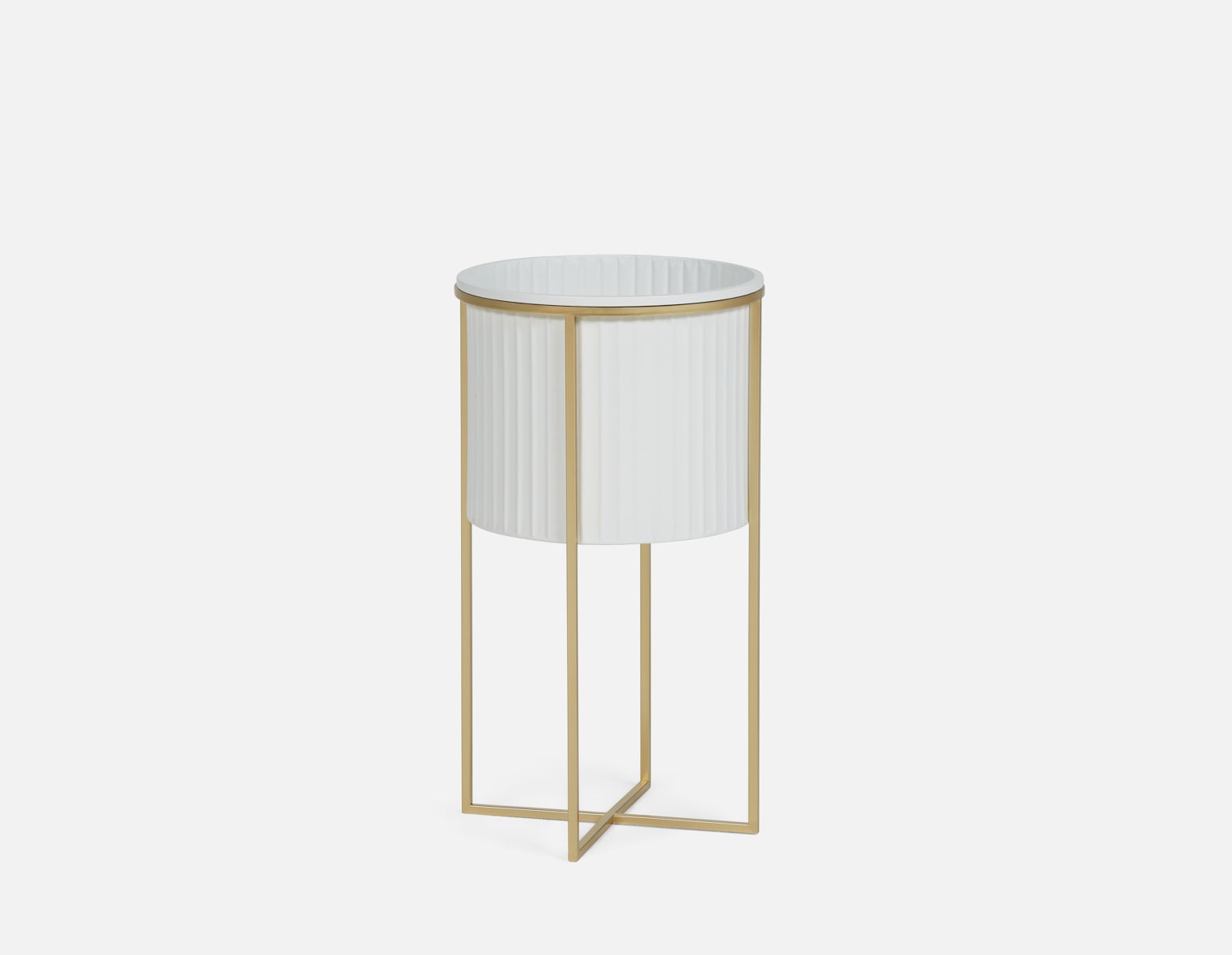 NATE - metal planter with stand 33 cm - White/Gold