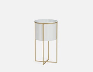 NATE - cache-pot et support en métal 33 cm - Blanc/or
