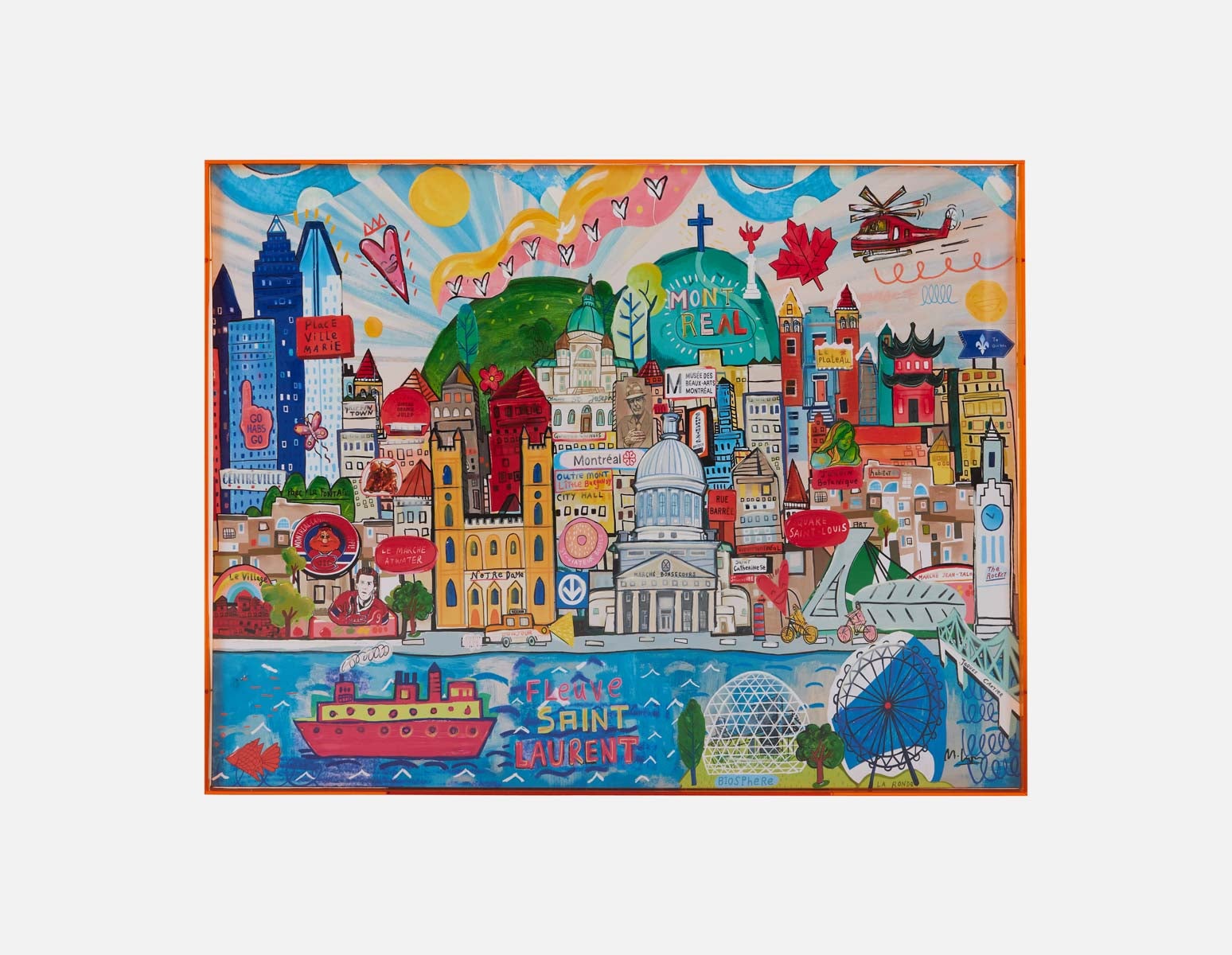 CITY YUL - œuvre en boîte acryliquee 85 x 110 cm - Multi