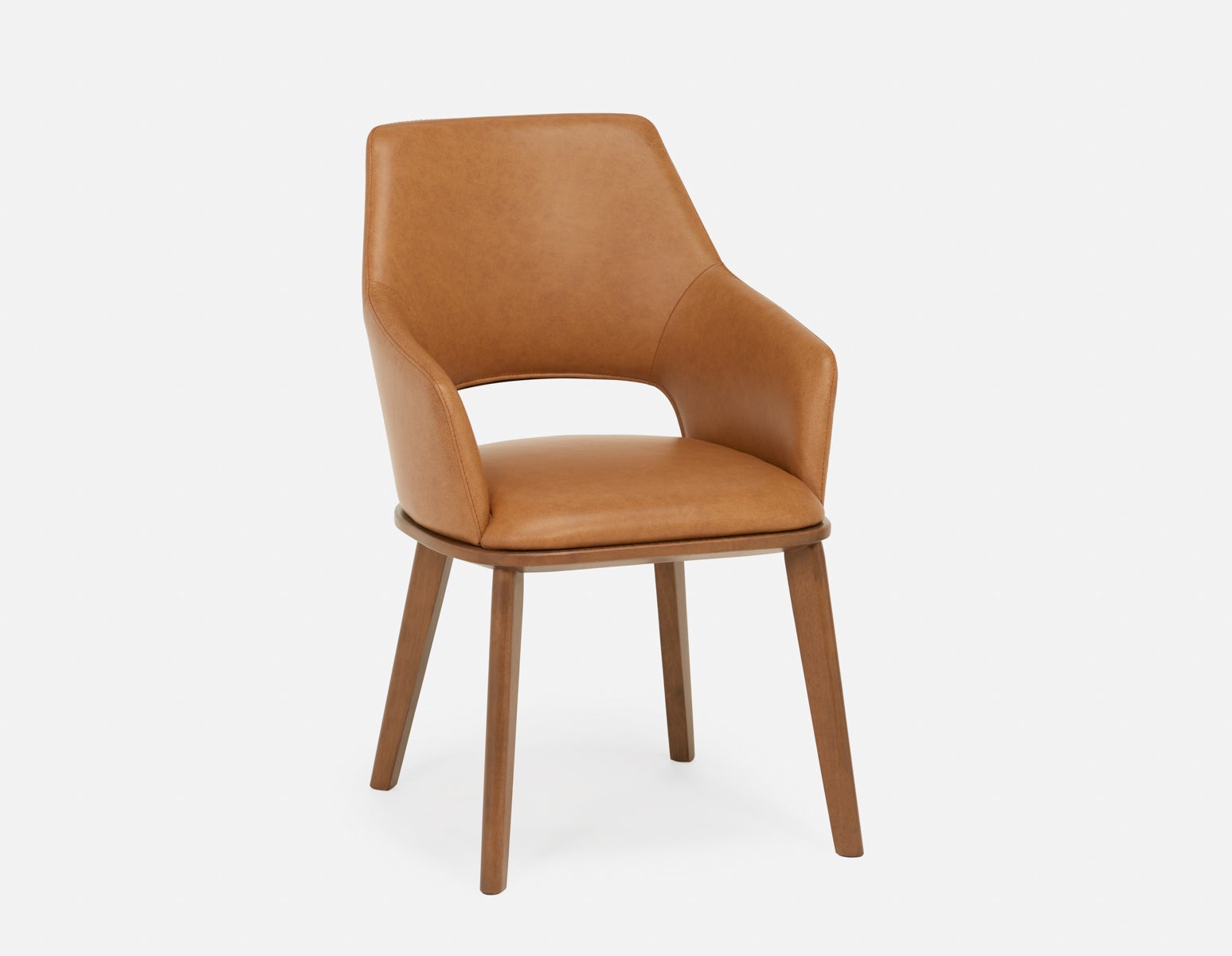 VITTA - 100% leather modern contemporary dining chair - Caramel