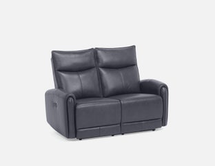 CALVERO - causeuse inclinable électrique 100% cuir avec port usb contemporaine - Bleu