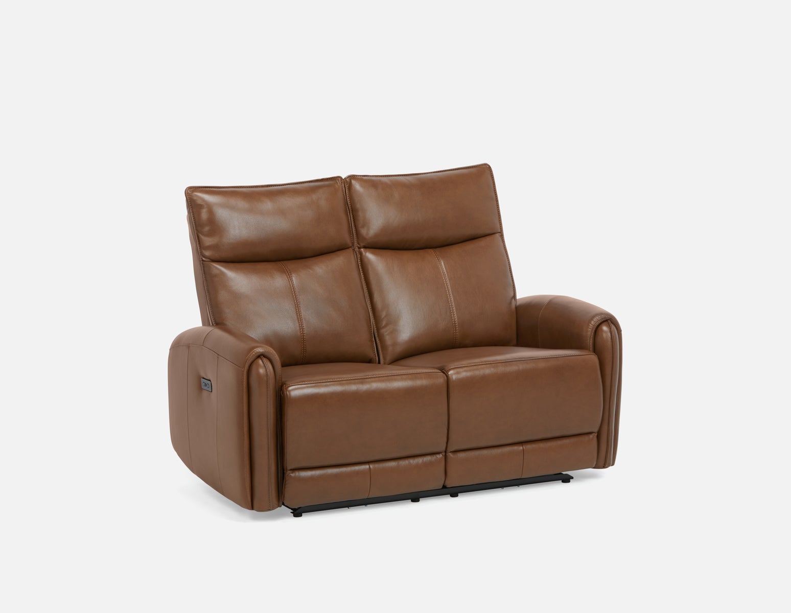CALVERO - causeuse inclinable électrique 100% cuir avec port usb contemporaine - Brun