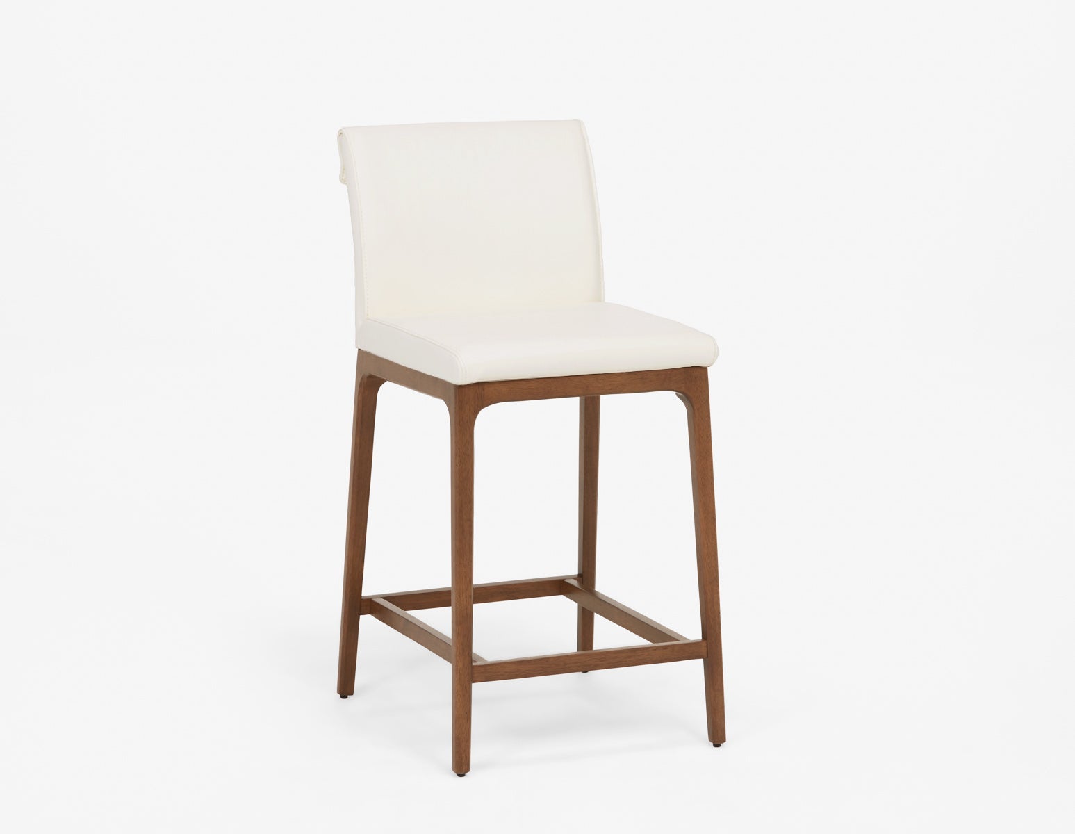EVA - 100% leather modern counter stool 66cm - White