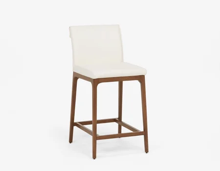 EVA - 100% leather modern counter stool 66cm - White