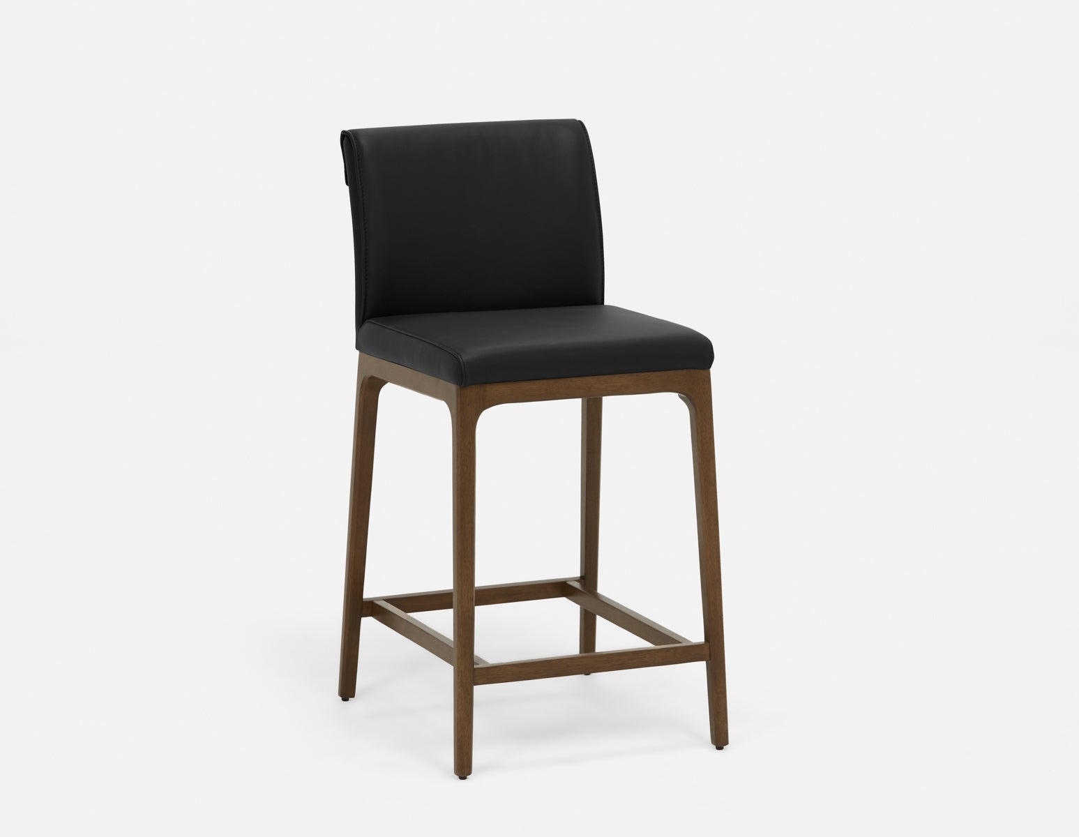 EVA - 100% leather modern counter stool 66cm - Black