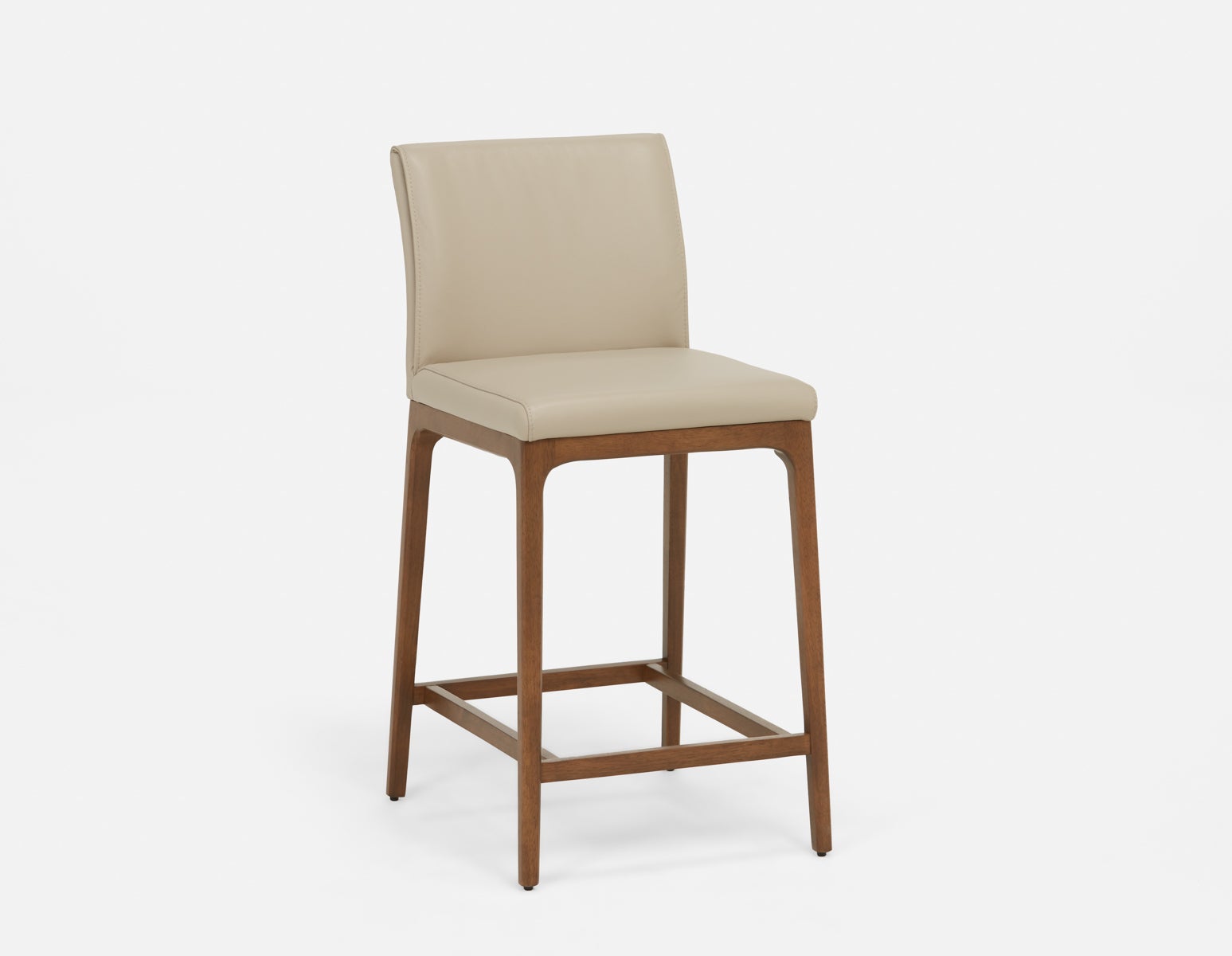 EVA - 100% leather modern counter stool 66cm - Greige