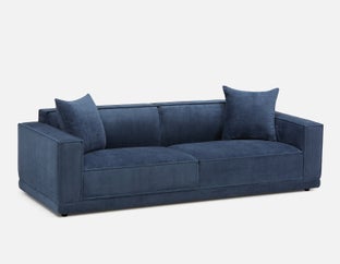 HILLARY - modern low back 96" luxury sofa - Blue