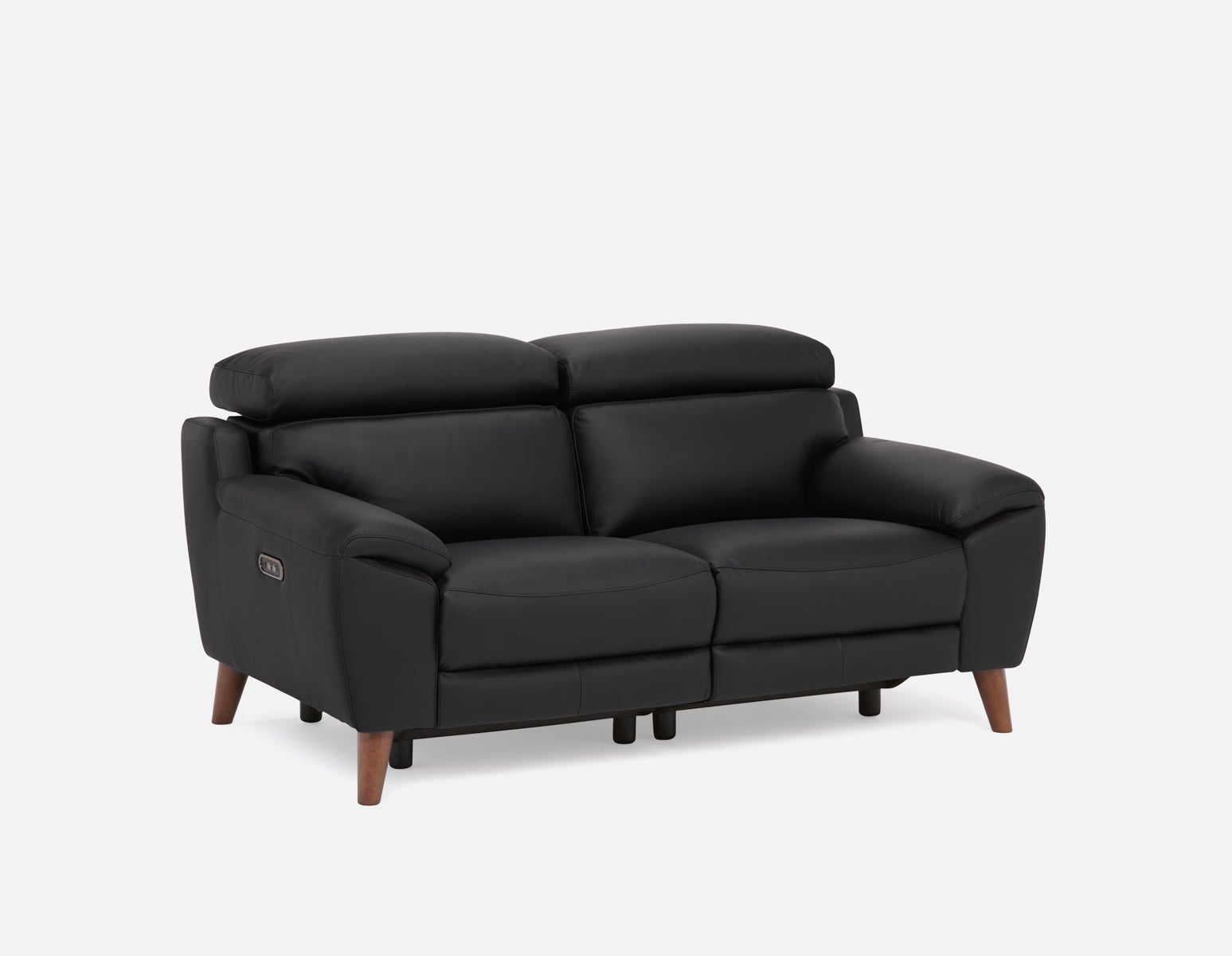 NILLIE - 100% leather power recliner contemporary loveseat - Black