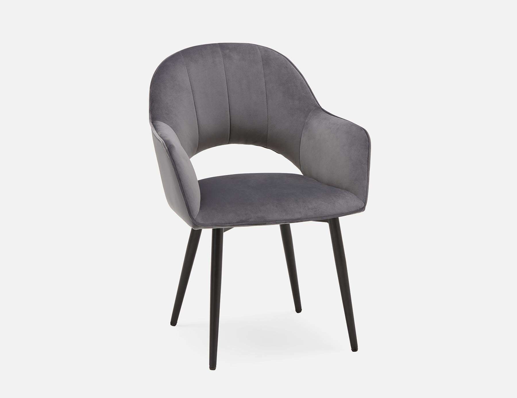 BAILEY - chaise de salle à manger en velours contemporaine - Gris