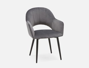BAILEY - chaise de salle à manger en velours contemporaine - Gris