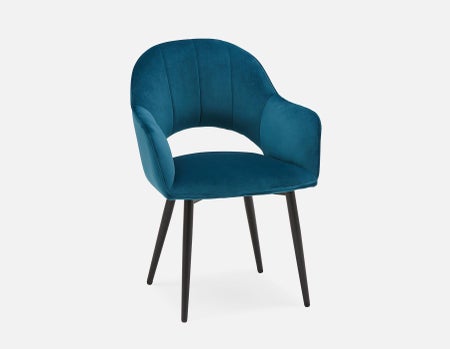 BAILEY - chaise de salle à manger en velours contemporaine - Bleu
