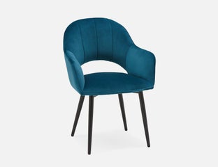 BAILEY - chaise de salle à manger en velours contemporaine - Bleu