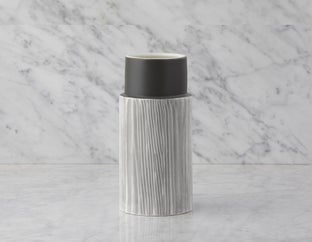 DANIA - ceramic vase 30 cm - White/Grey
