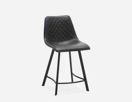 MALI - mid-century modern counter stool with backrest 61 cm - Black