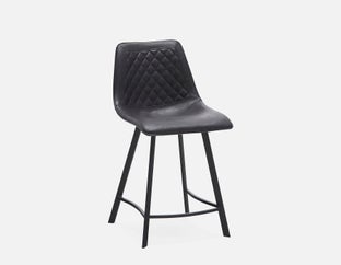 MALI - mid-century modern counter stool with backrest 61 cm - Black