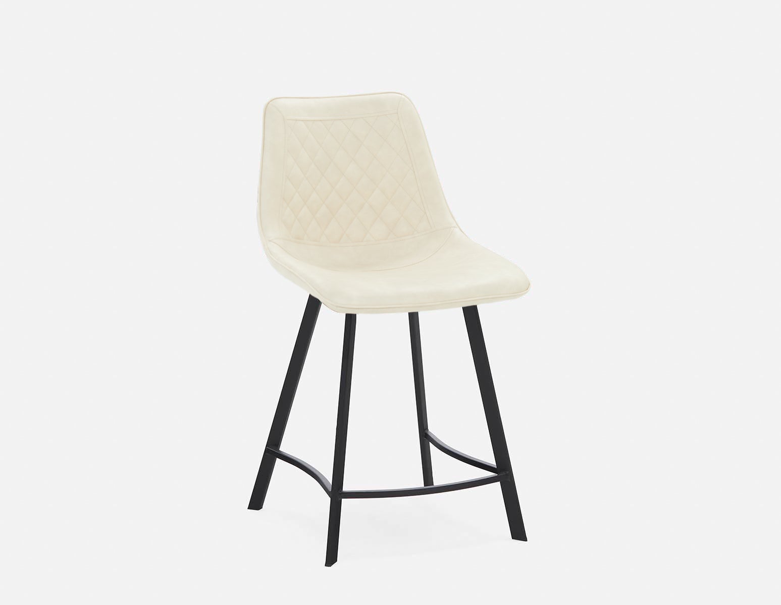 MALI - mid-century modern counter stool with backrest 61 cm - Beige