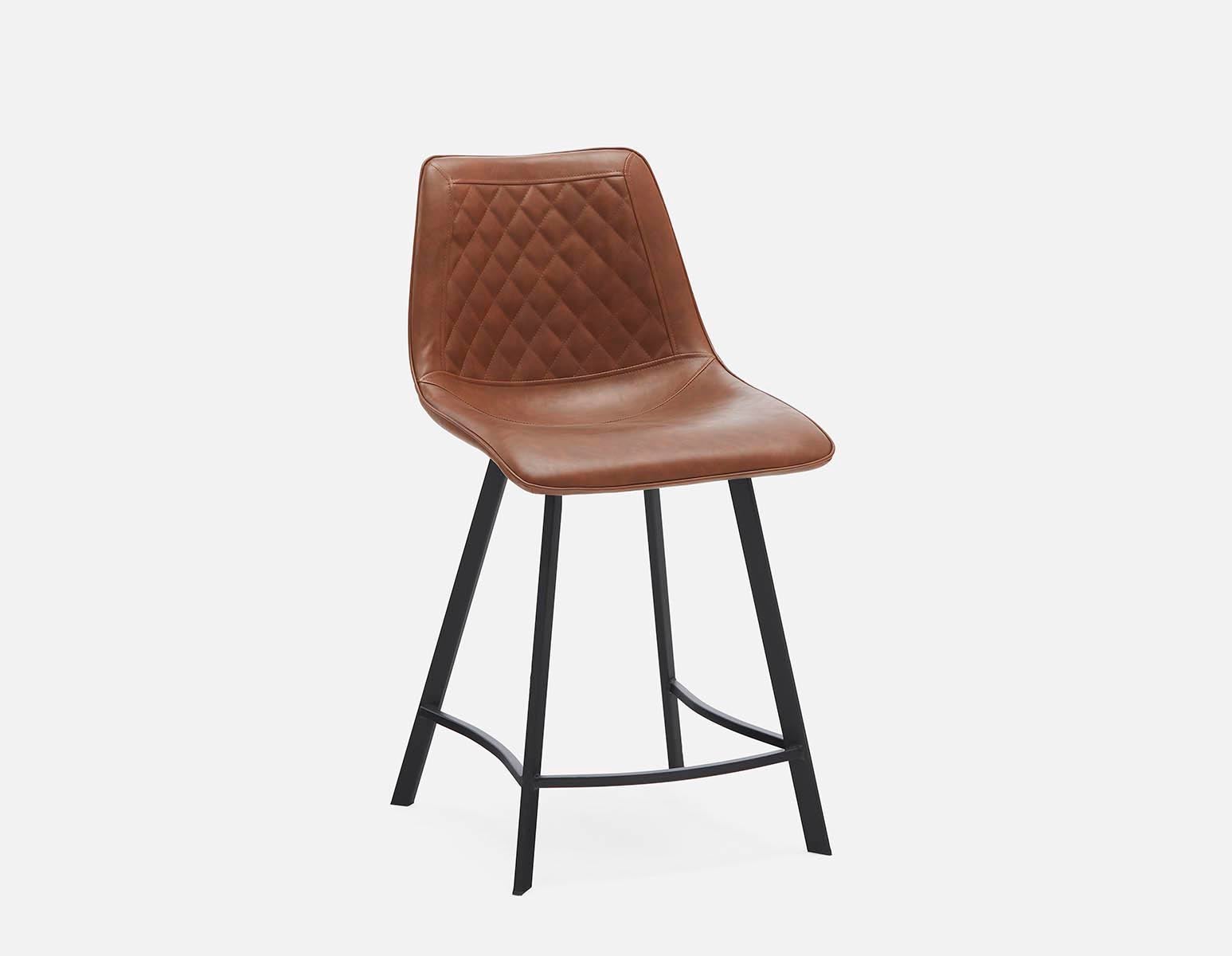 MALI - mid-century modern counter stool with backrest 61 cm - Brown