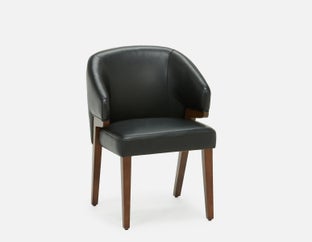 AKSEL - leather dining chair - Black