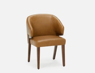 AKSEL - chaise de salle à manger en cuir - Brun