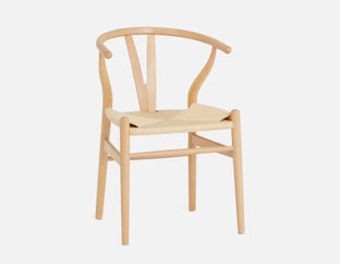DENMARK - beech wood and paper cord dining chair - Beige