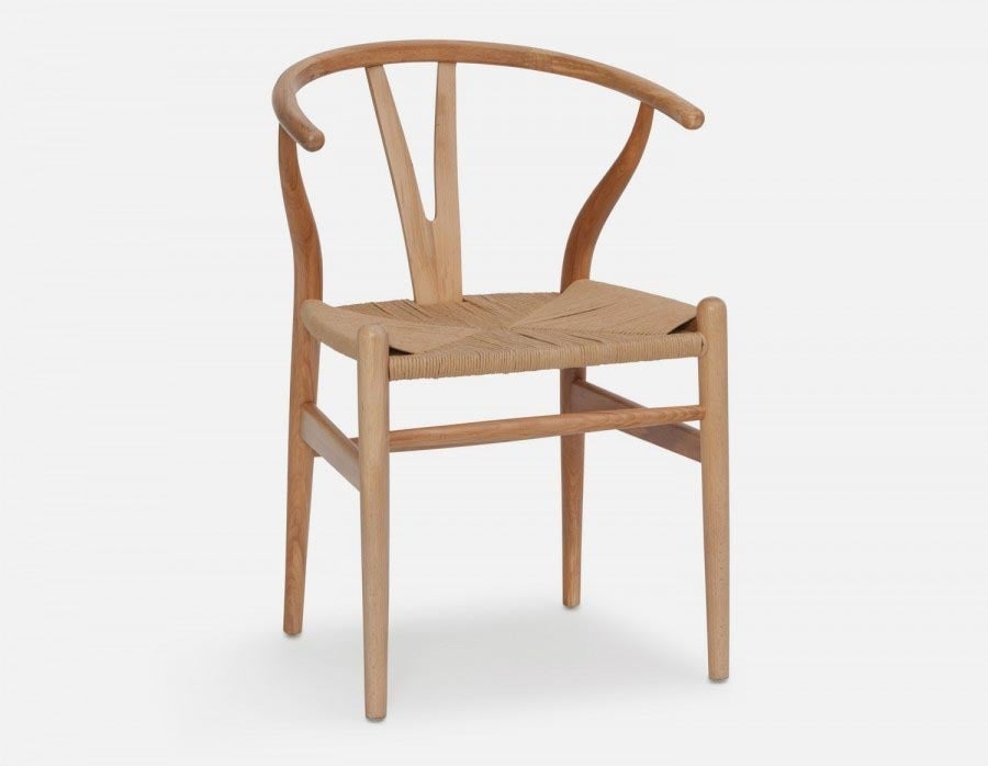 DENMARK - beech wood and paper cord dining chair - Beige