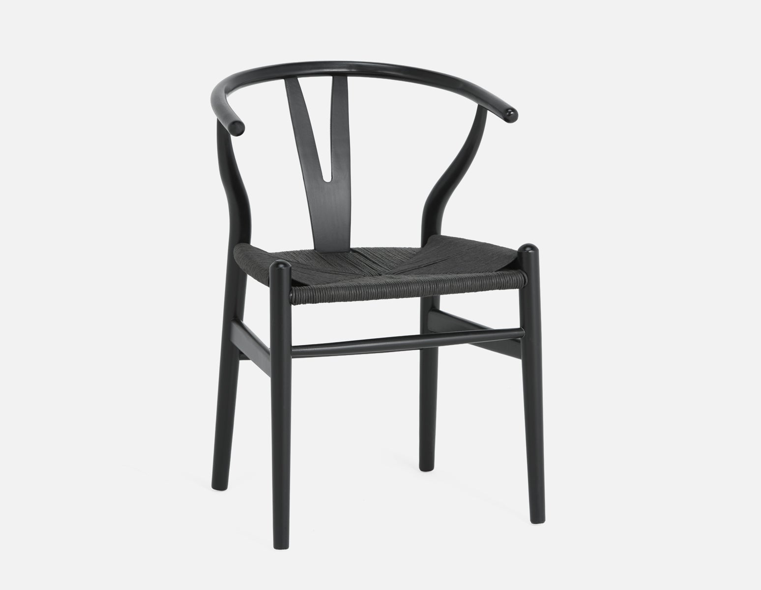 DENMARK - chaise de salle à manger en bois d'hêtre et en corde tissée - Noir