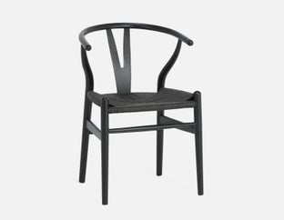 DENMARK - chaise de salle à manger en bois d'hêtre et en corde tissée - Noir