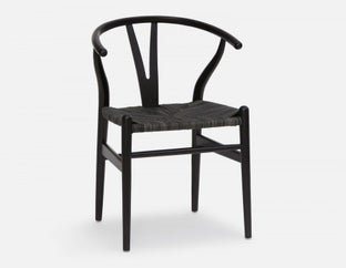 DENMARK - chaise de salle à manger en bois d'hêtre et en corde tissée - Noir