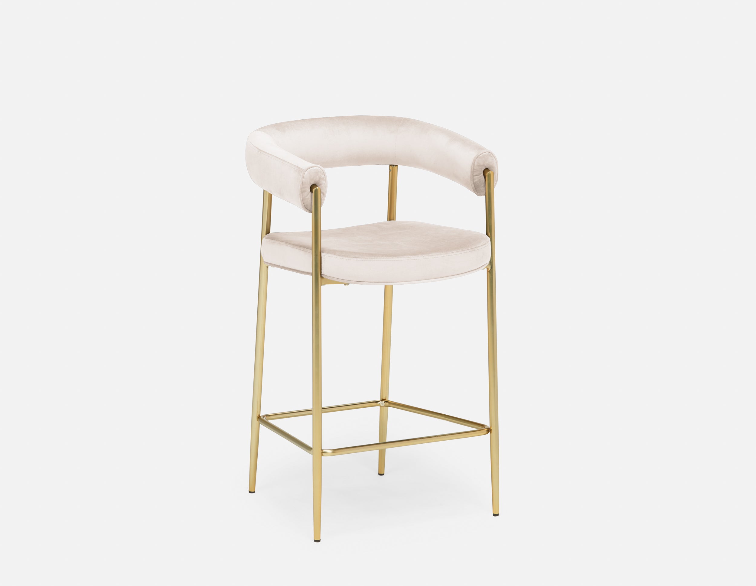 TAURO - velvet stool, gold plated frame, seat height 66cm - Rose