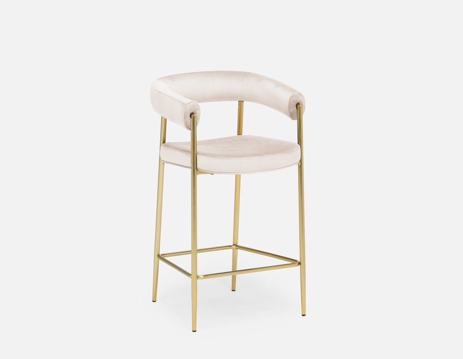 TAURO tabouret en velours, structure plaquée or, hauteur du siège 66cm undefined