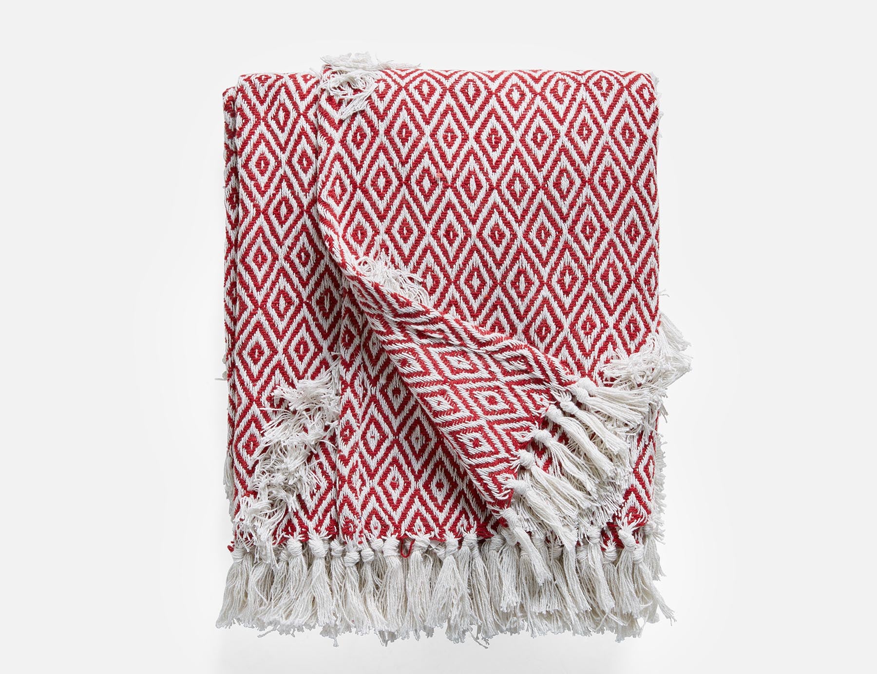 MELILA - knit throw 130 cm x 170 cm - White/Red