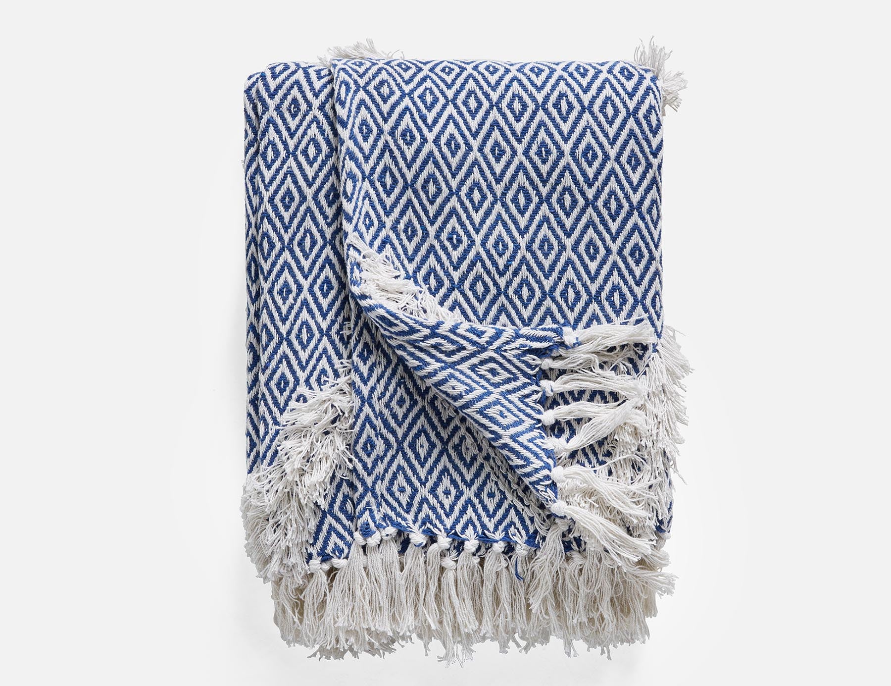 MELILA - knit throw 130 cm x 170 cm - White/Blue
