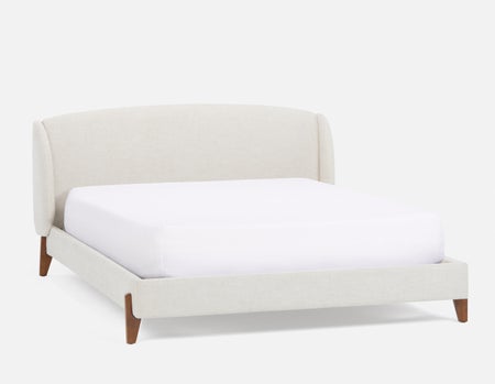 MARCIA - mid-century modern upholstered king size bed - Greige