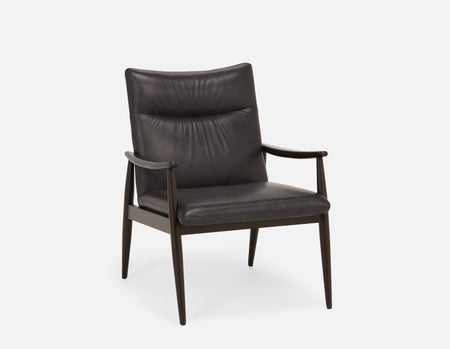 LATONA - fauteuil du milieu du siècle moderne 100% cuir - Noir