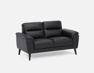 GAMARRA - 100% leather modern contemporary loveseat - Black